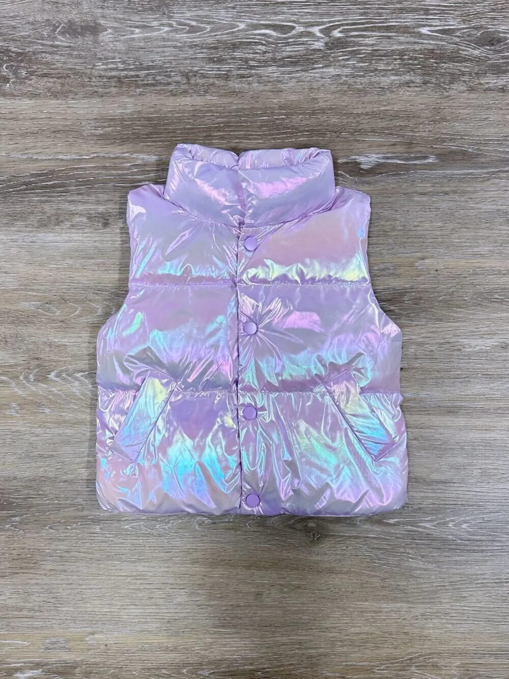 Girls Iridescent Puffer Vest - Lilac