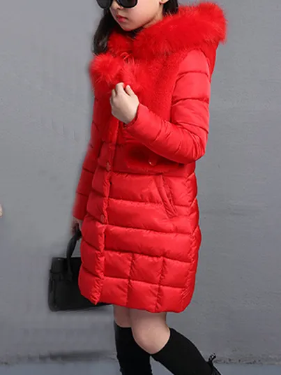 Girls Tres Chic Faux Fur Collared Winter Jacket