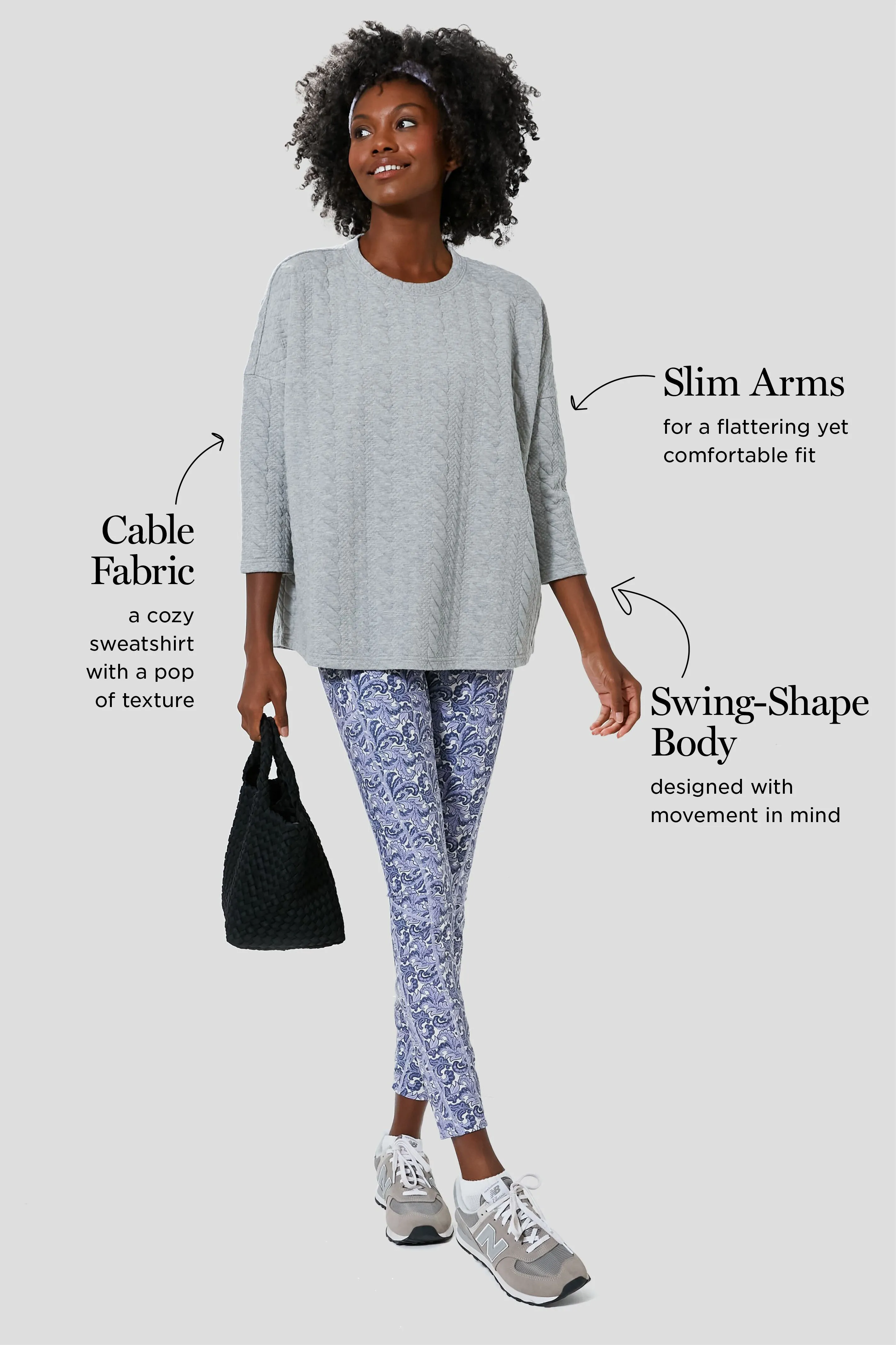 Gray Cable Ally Swing Sweatshirt