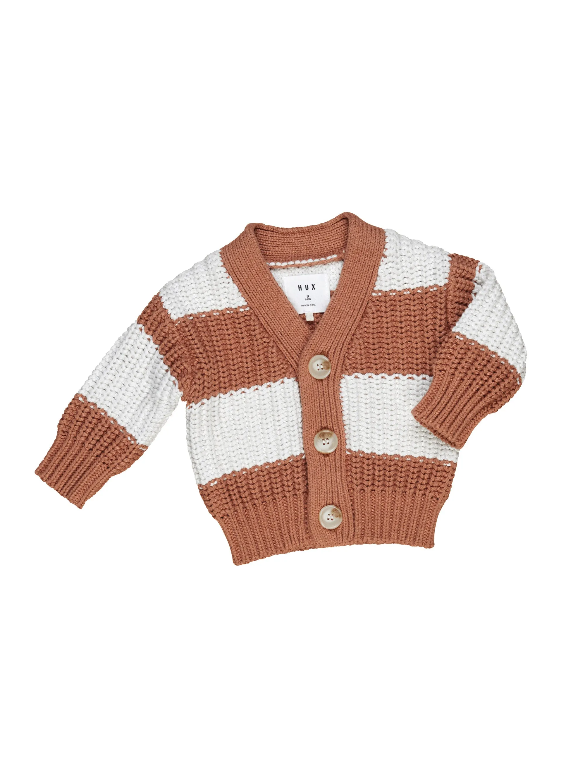 Huxbaby Terracotta Stripe Chunky Cardigan