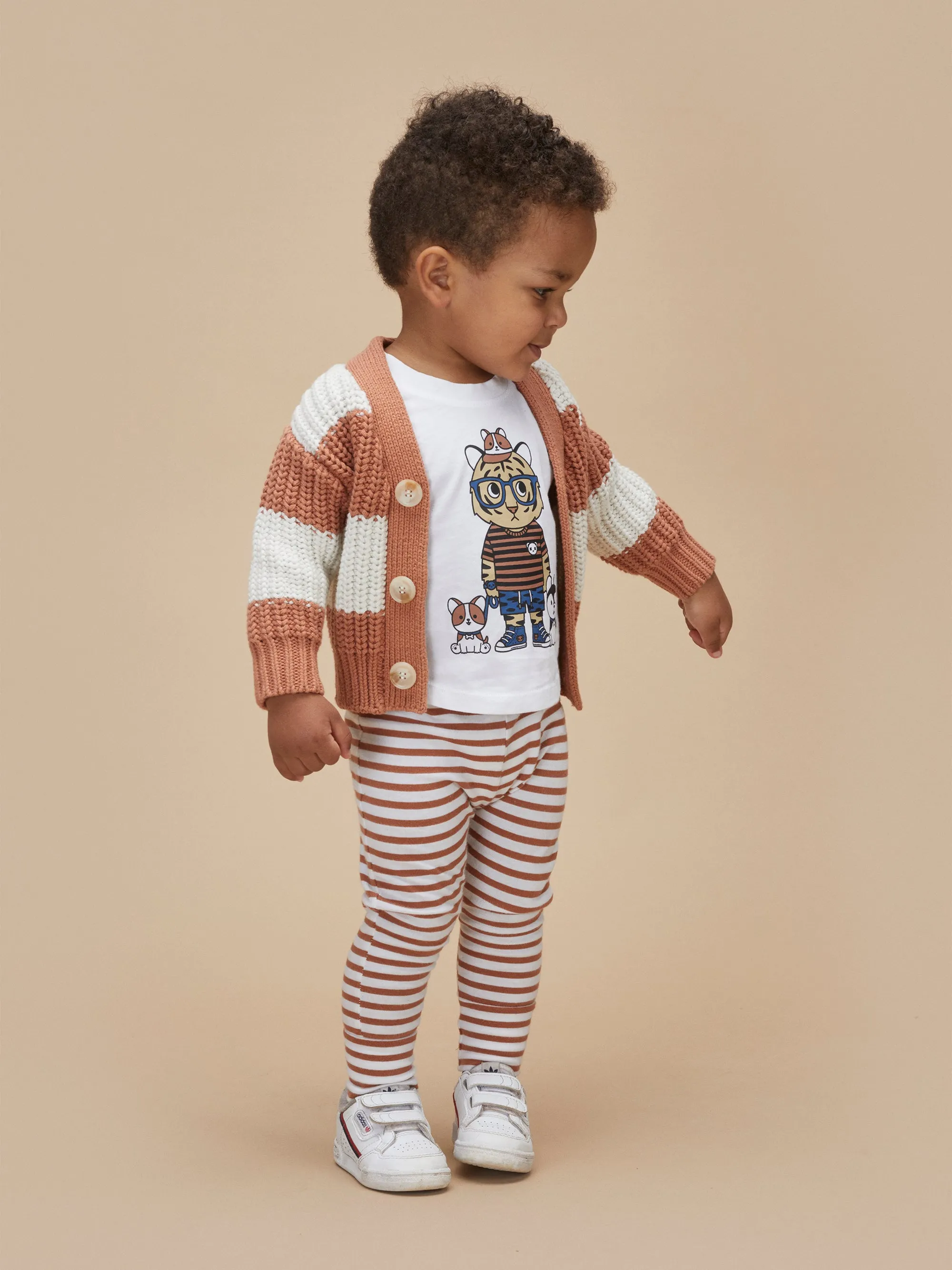 Huxbaby Terracotta Stripe Chunky Cardigan