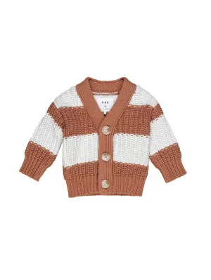 Huxbaby Terracotta Stripe Chunky Cardigan