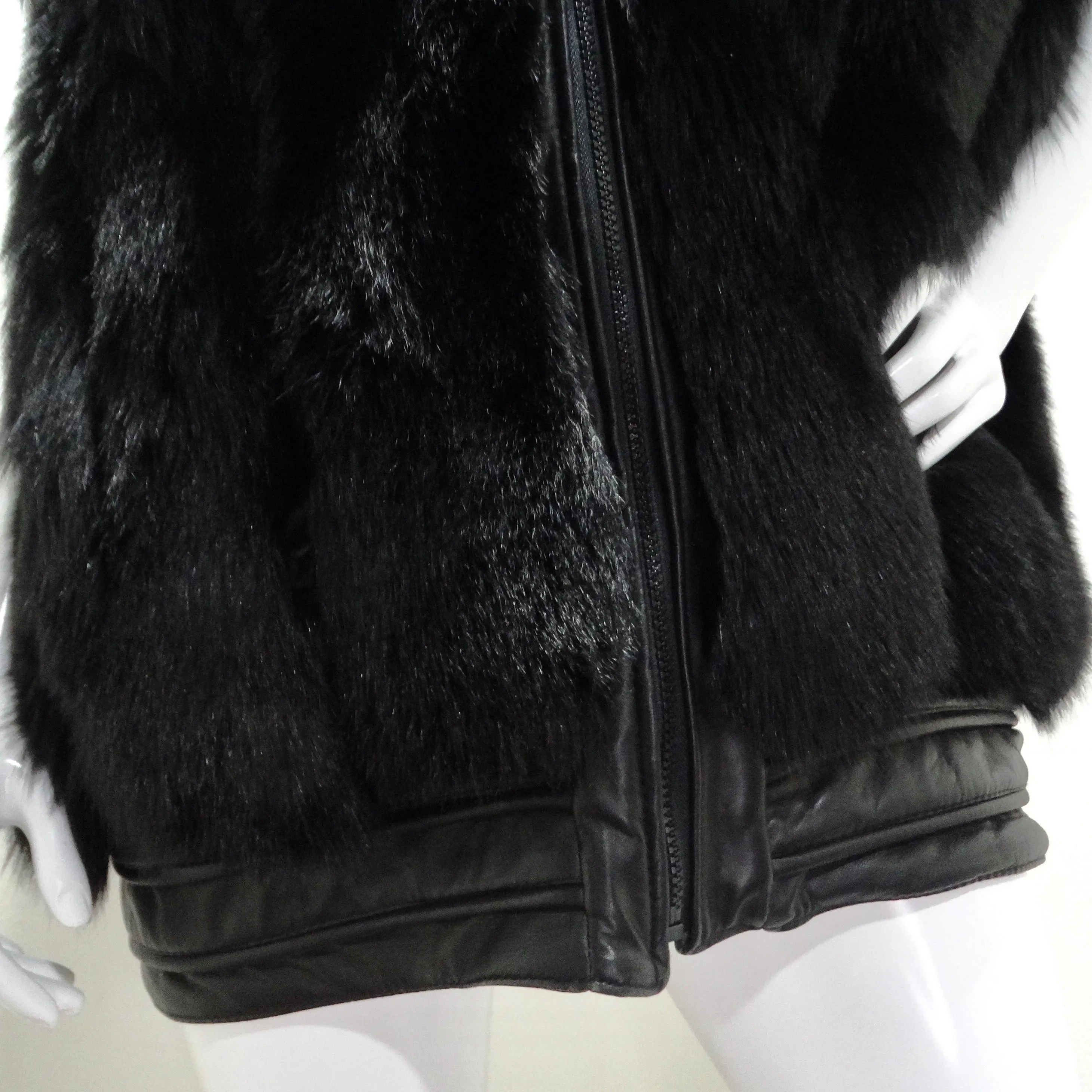 Ingrid Klahn 1980s Black Fur Leather Vest