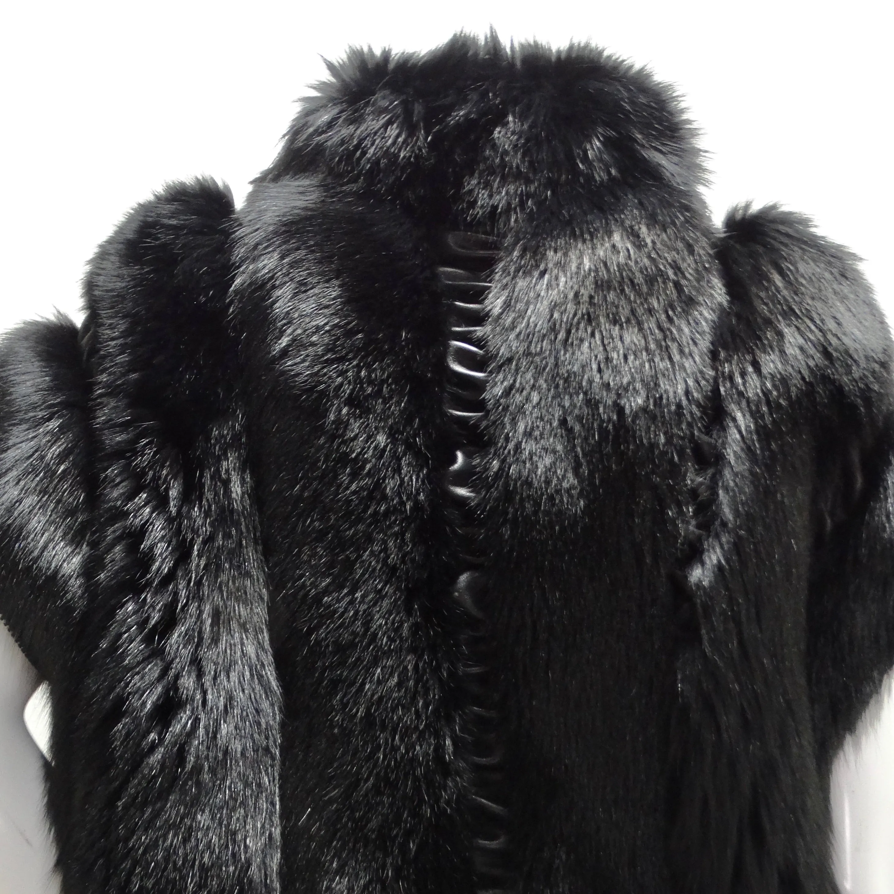 Ingrid Klahn 1980s Black Fur Leather Vest