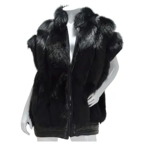 Ingrid Klahn 1980s Black Fur Leather Vest