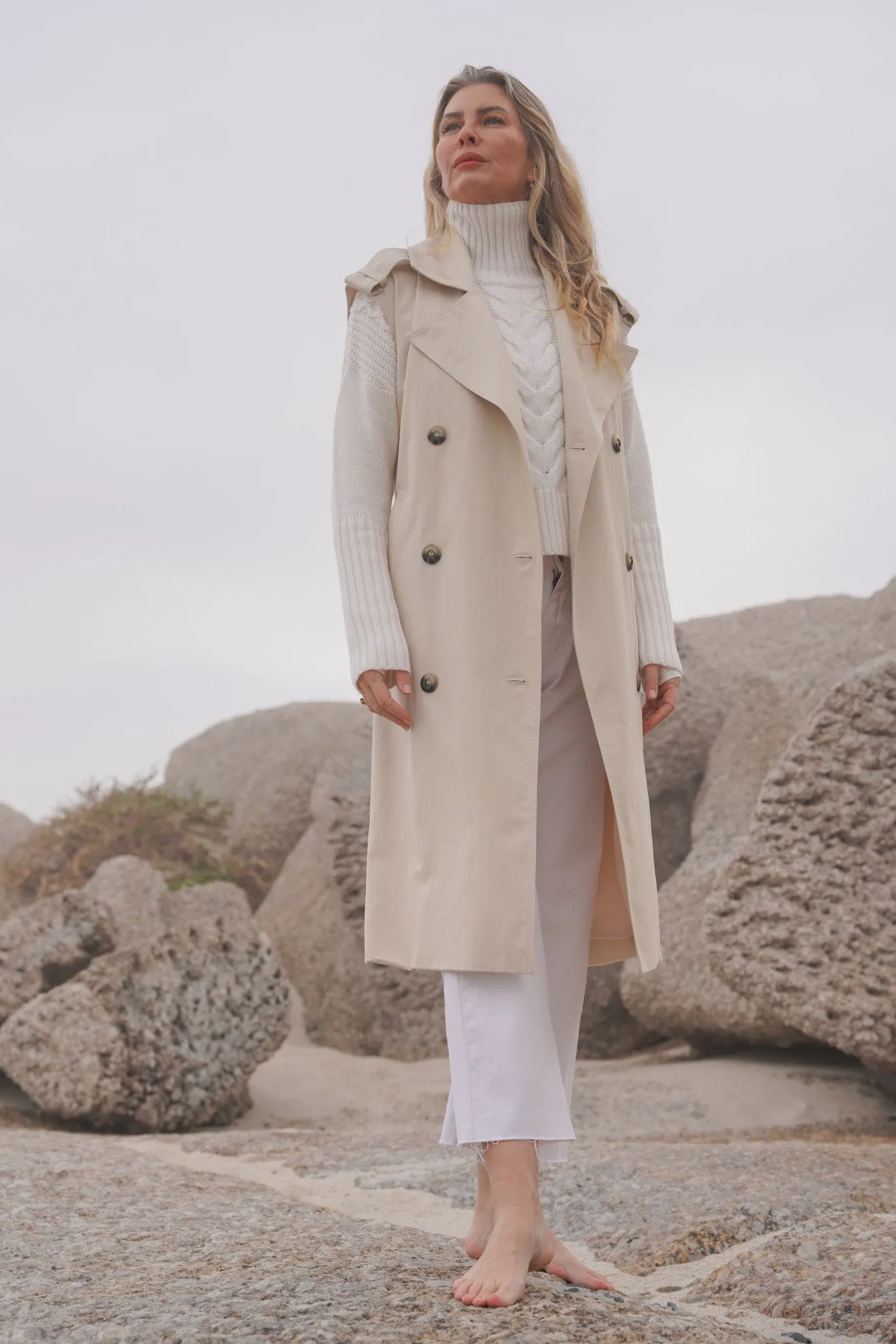 Ivory Sleeveless Coat