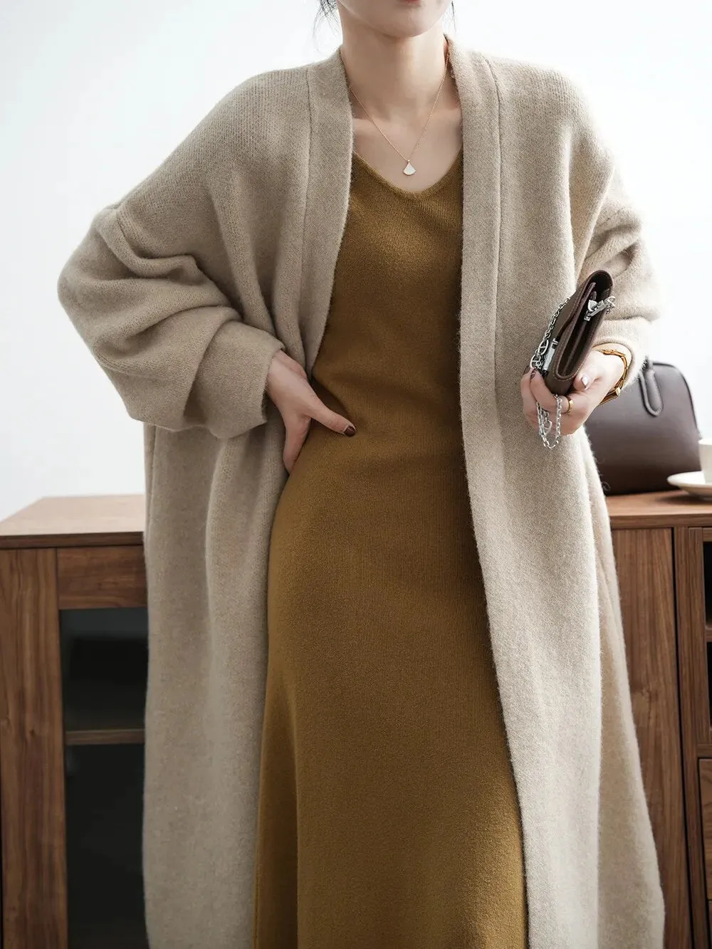 [Korean Style] High Quality Solid Color Chunky Long Cardigan