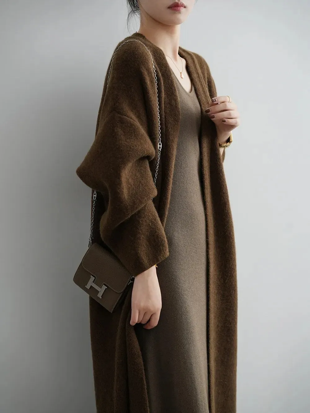 [Korean Style] High Quality Solid Color Chunky Long Cardigan