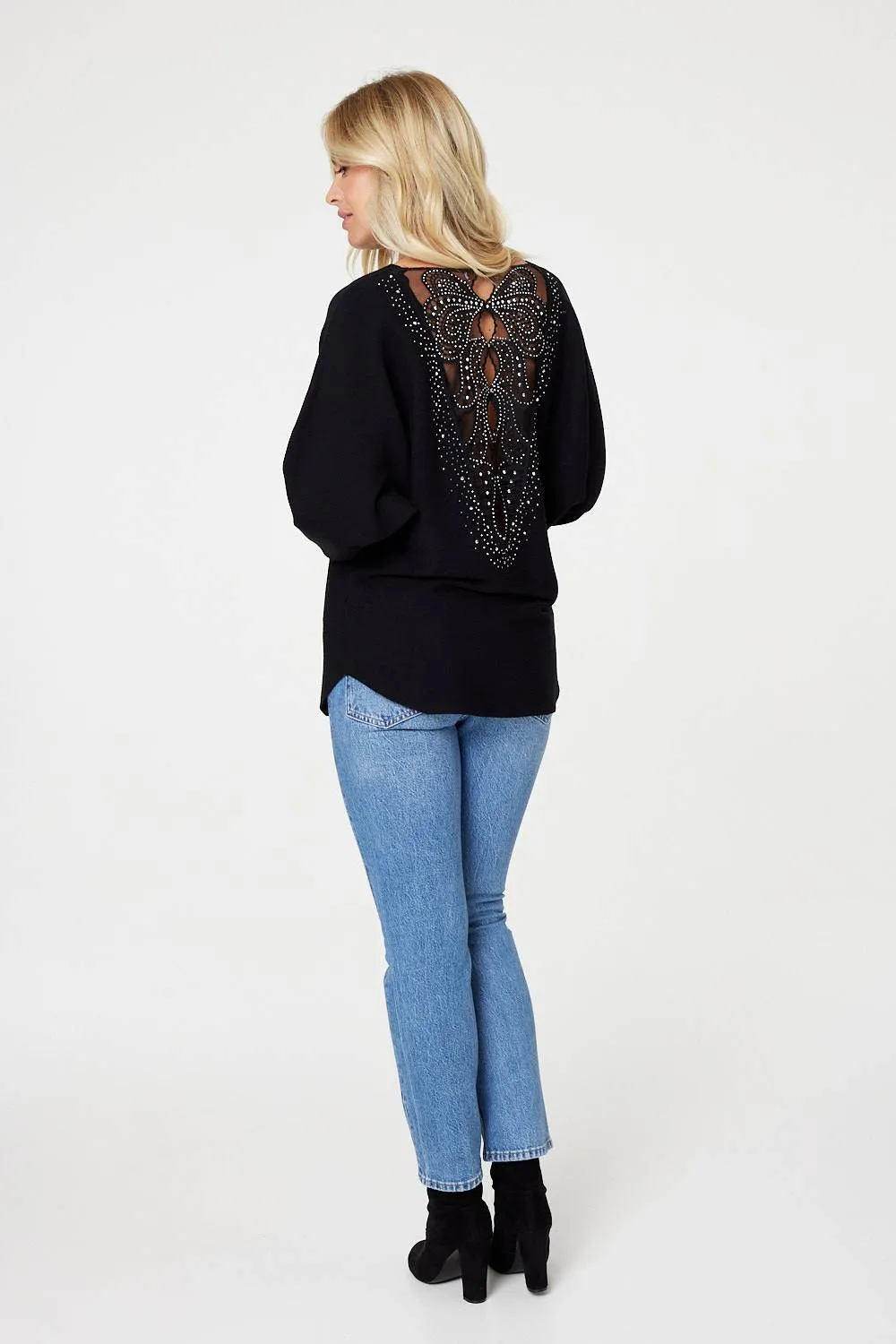 Lace Back Relaxed Fit Knit Top