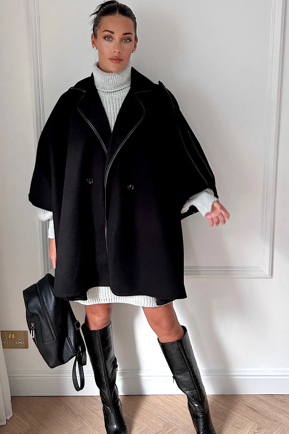 Layla Black Cape Coat