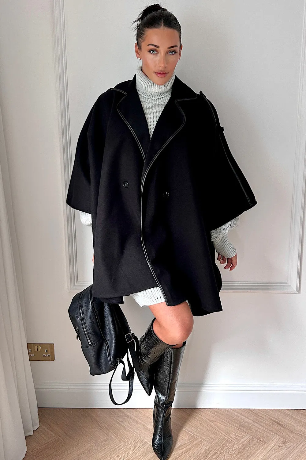 Layla Black Cape Coat