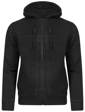 Macedonia Sherpa Lined Knitted Cardigan in Black - Dissident