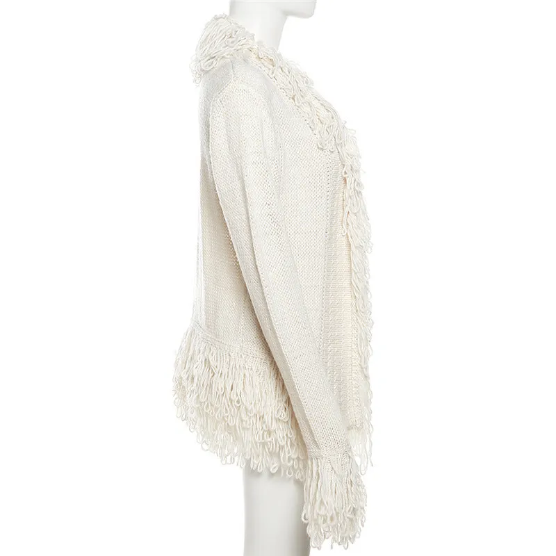 MB FASHION Chunky Knit Cardigan with Fringe Detailing 4646LY