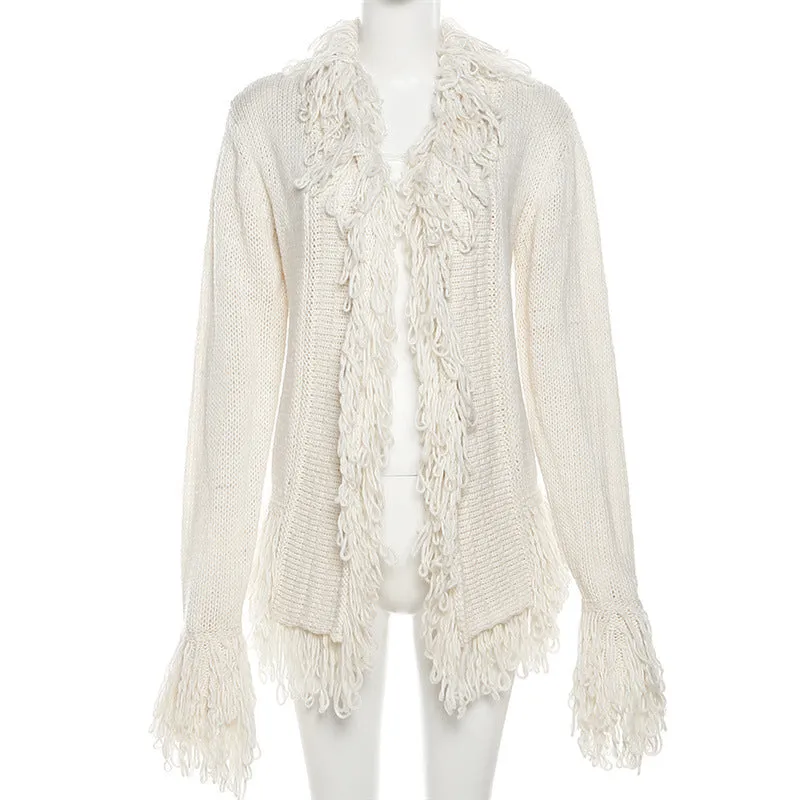 MB FASHION Chunky Knit Cardigan with Fringe Detailing 4646LY