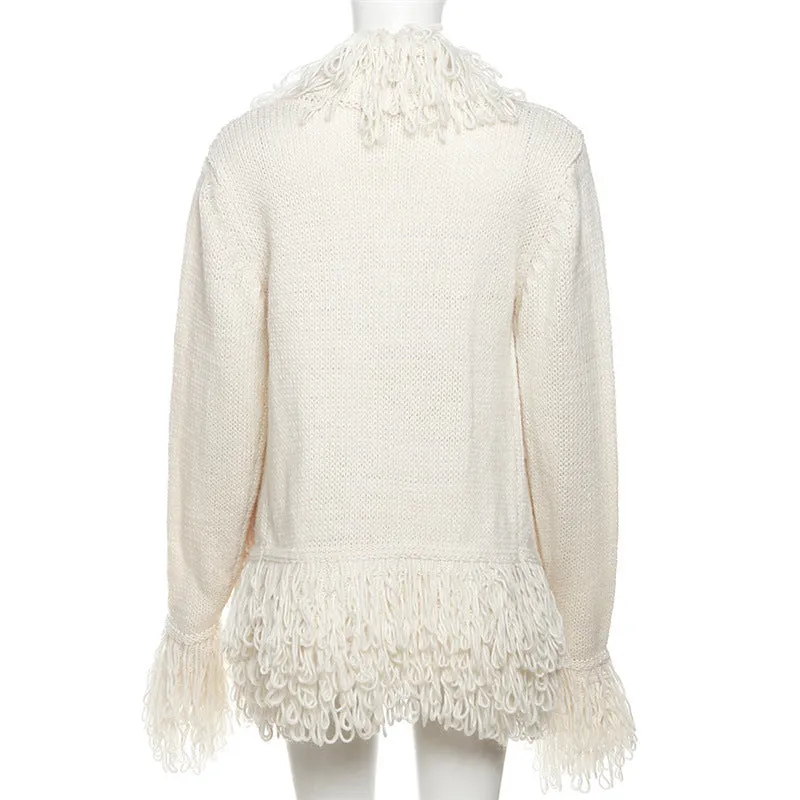 MB FASHION Chunky Knit Cardigan with Fringe Detailing 4646LY