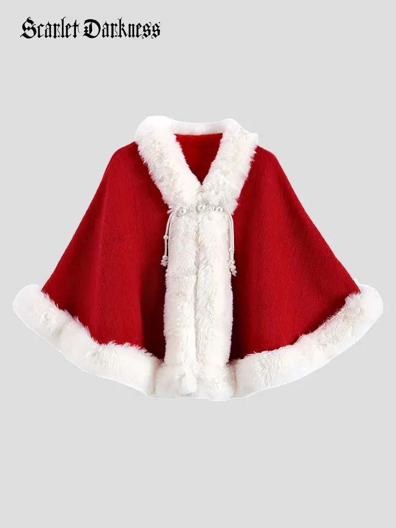 Mrs. Claus Winter Versatile Retro Plus Collar Cape