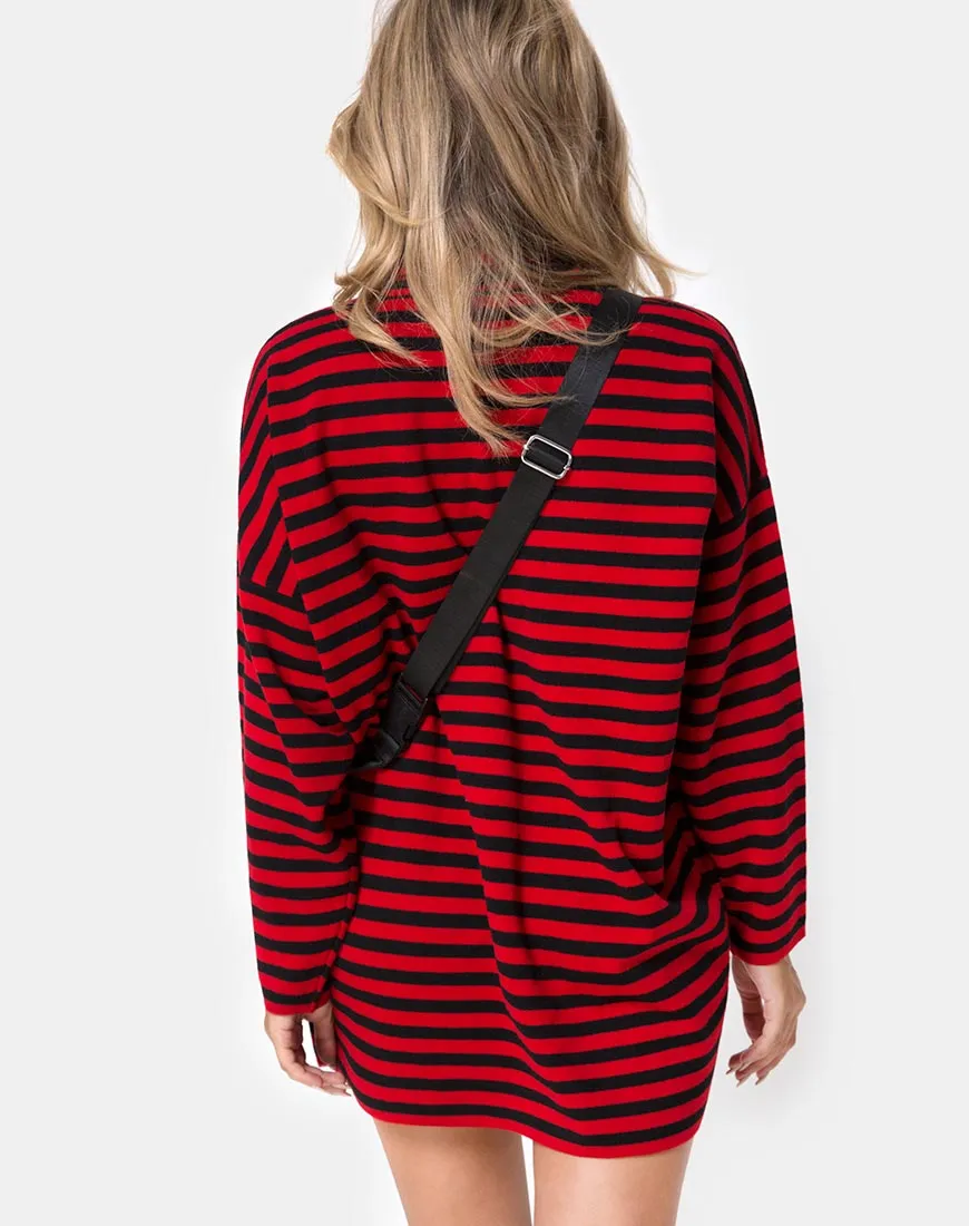 Neivie Jumper in Stripe Horizontal Black / Red