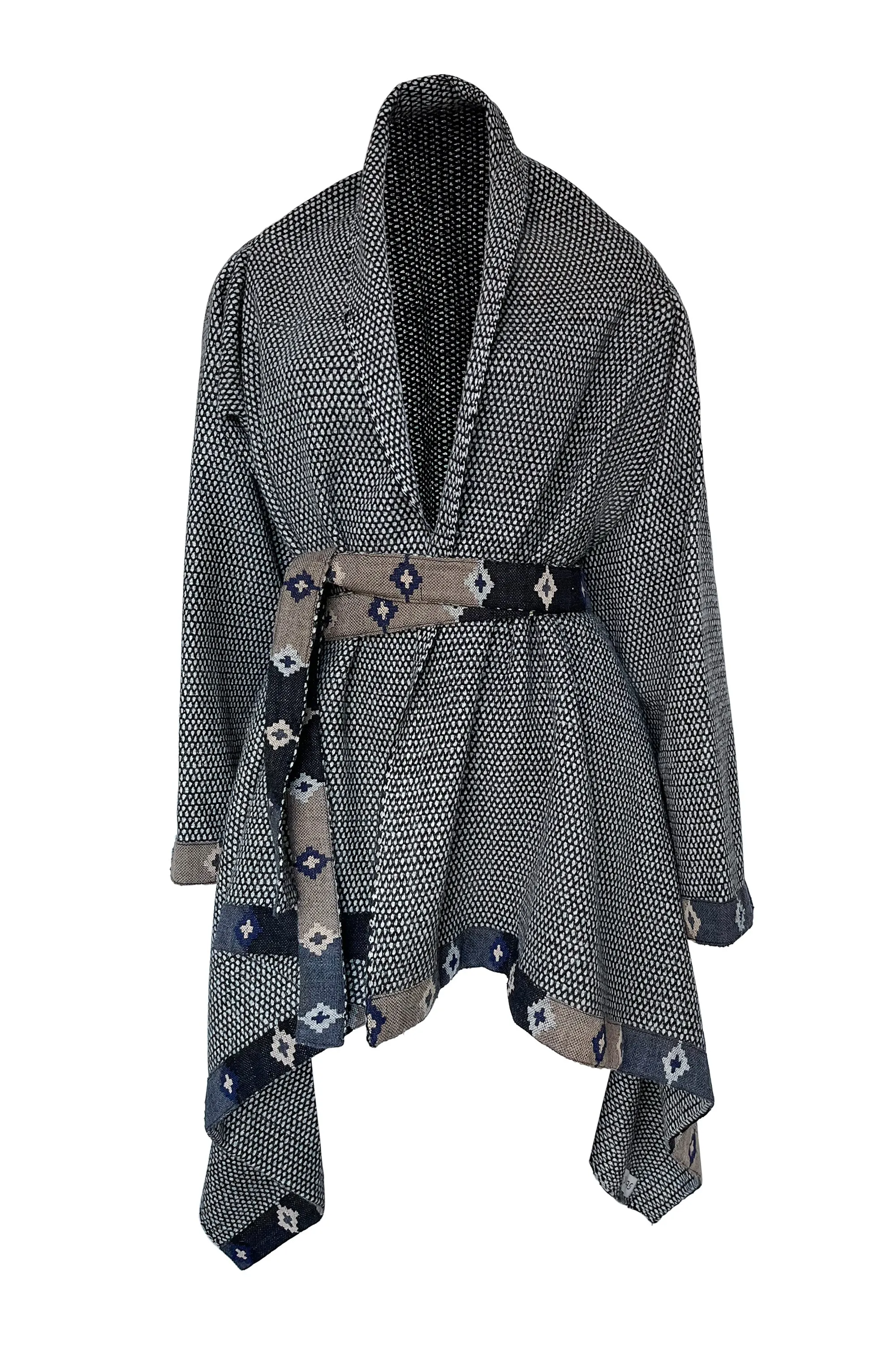 NEW! Wool Cape Coat Cocoon Black White