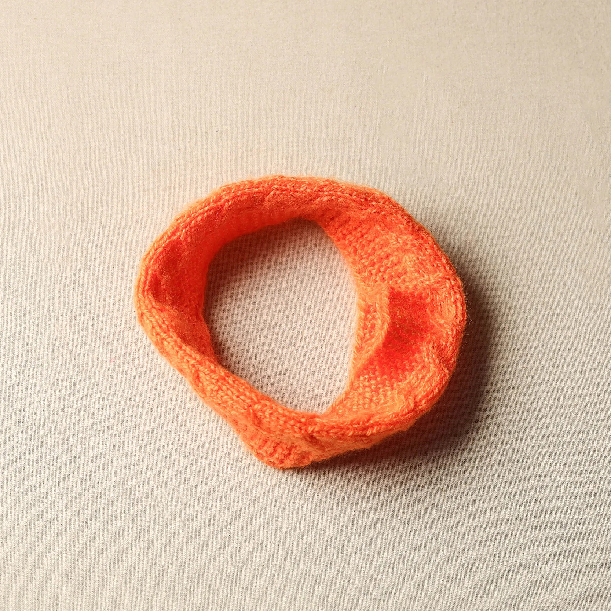 Orange - Kumaun Hand Knitted Woolen Warm Headband 05