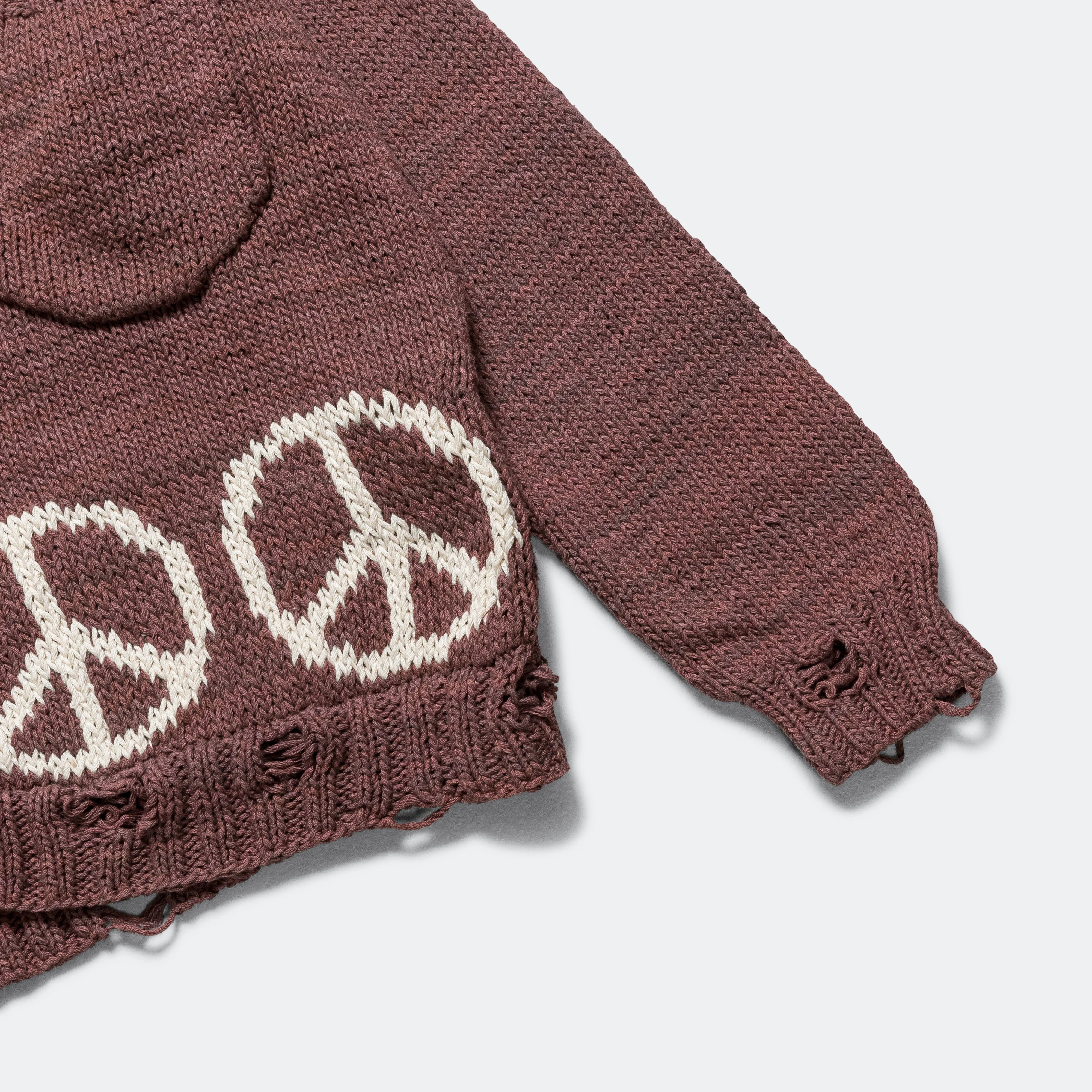 Peace Intarsia Cardigan Naturally Dyed - Lavendar/White