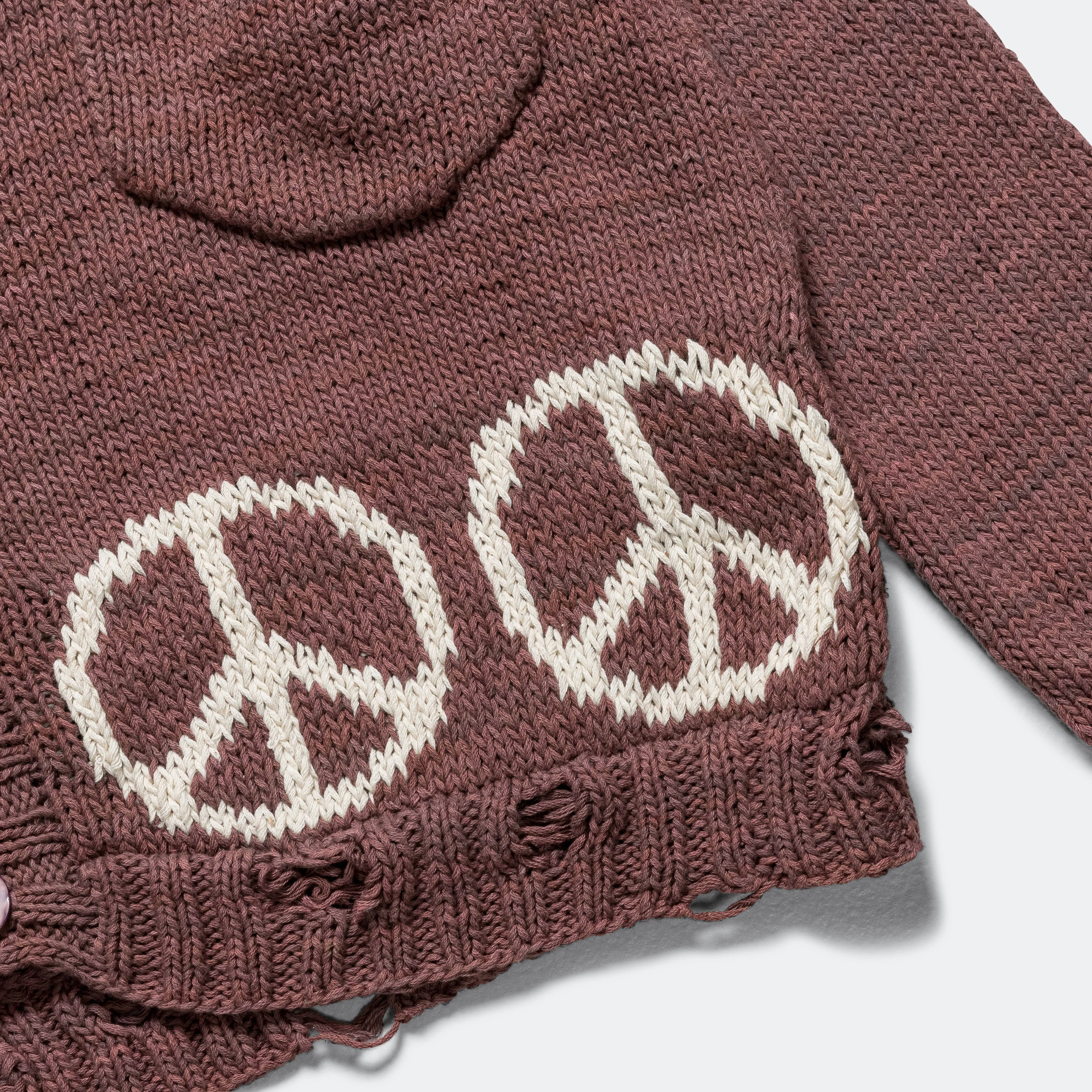 Peace Intarsia Cardigan Naturally Dyed - Lavendar/White