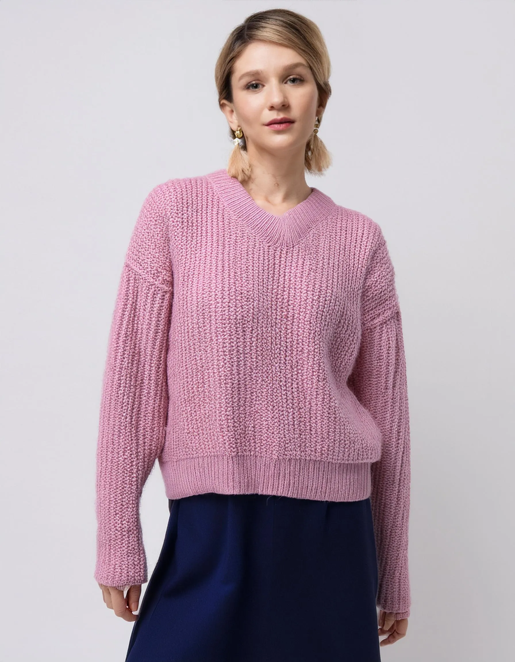 Pink Oversized Knit Pullover