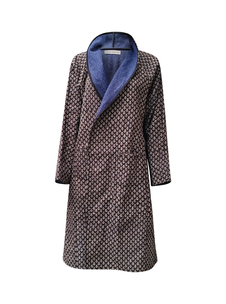 reversible recycled wool coat blue black