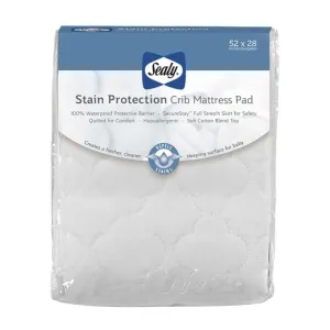 Sealy Stain Protection Waterproof Fitted Crib Mattress Pad