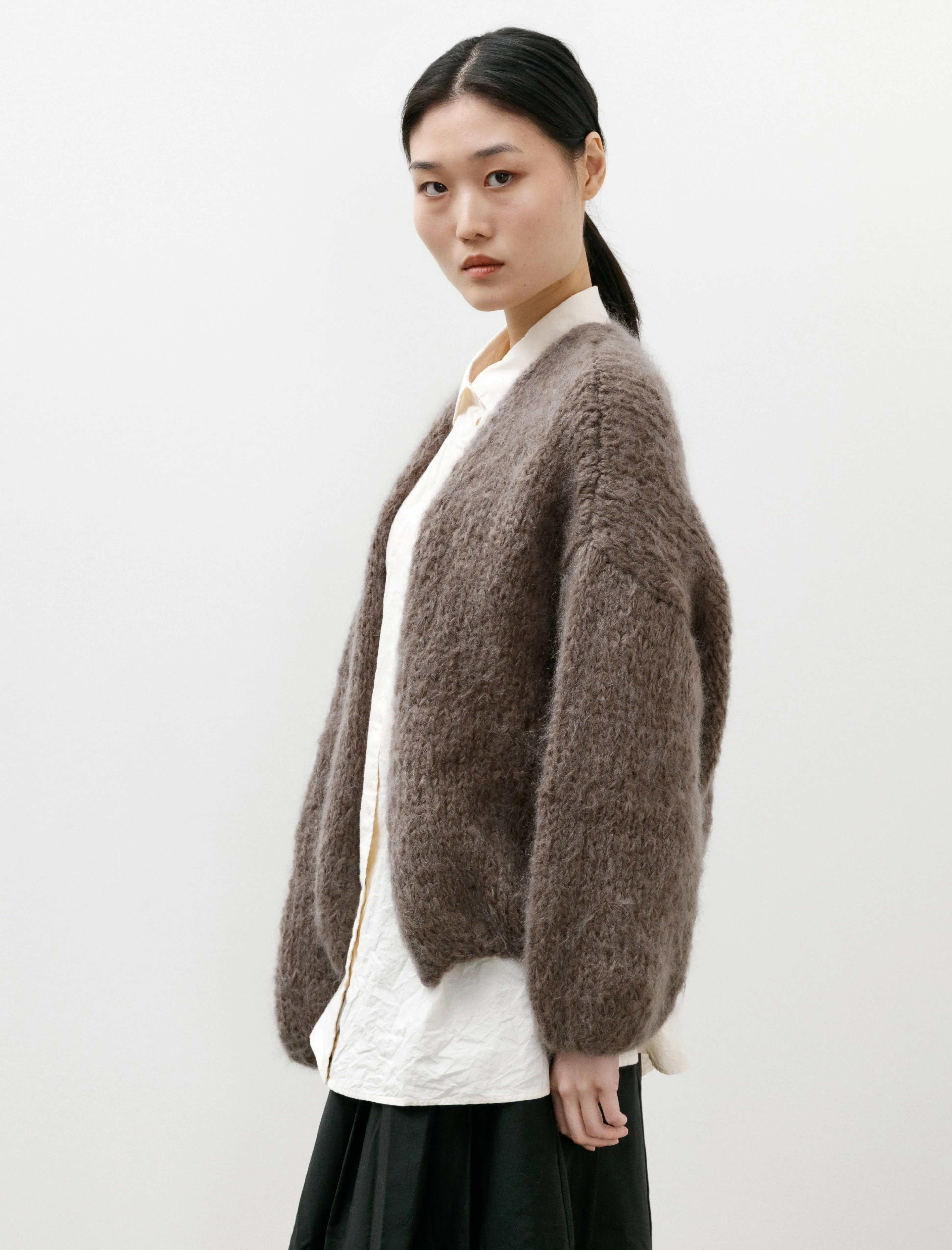 Short Cardigan Mohair Khaki