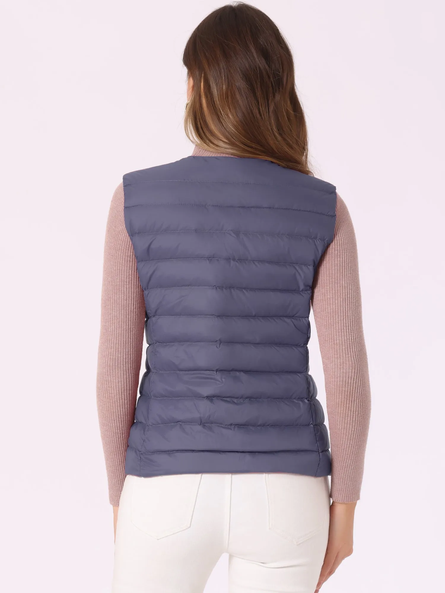 Sleeveless Lightweight Button Up Quilted Puffer Vest