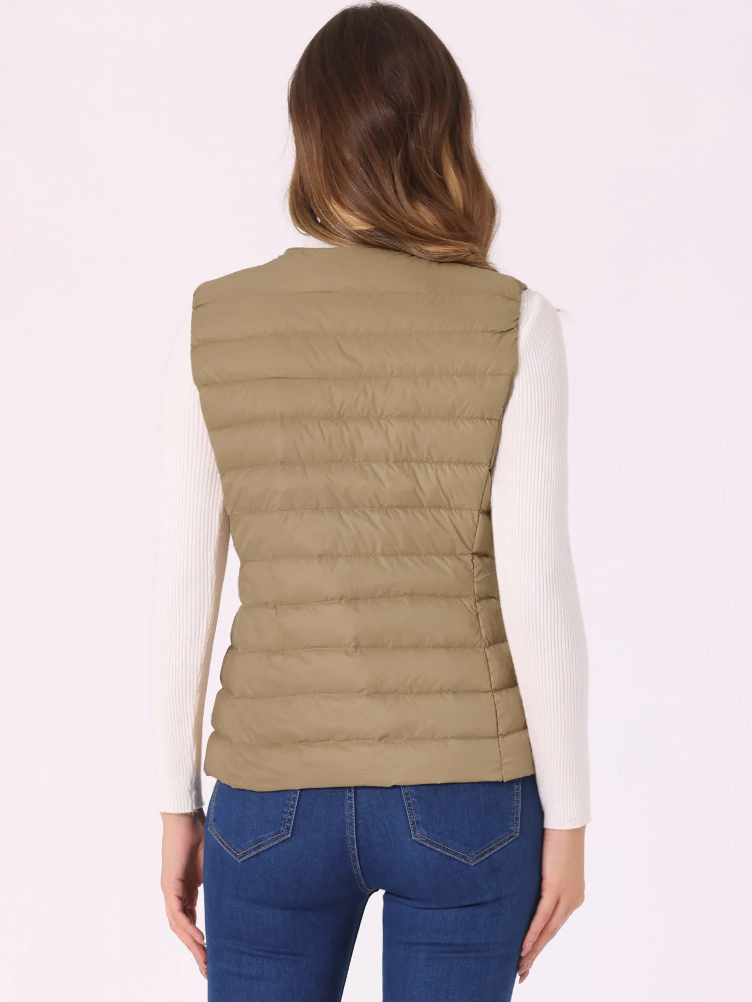 Sleeveless Lightweight Button Up Quilted Puffer Vest