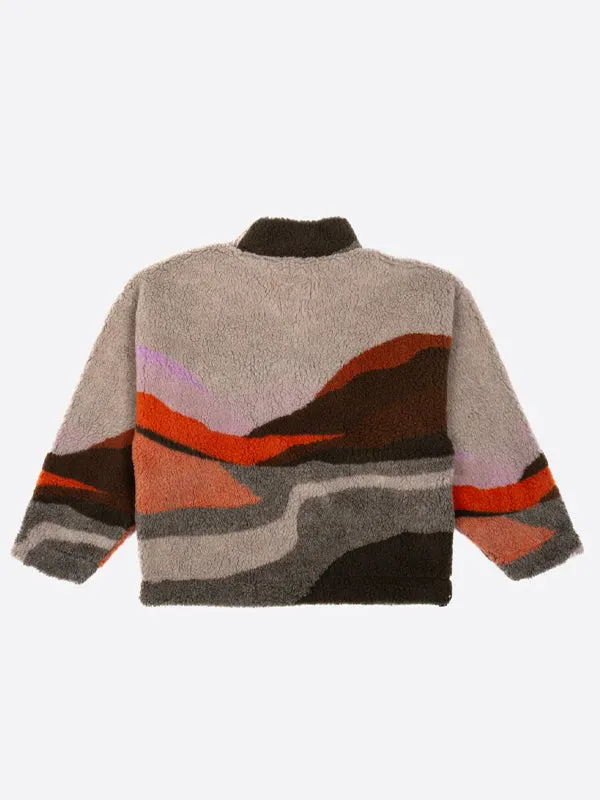 Space Sweater Landscape Teddy Fleece: Multi