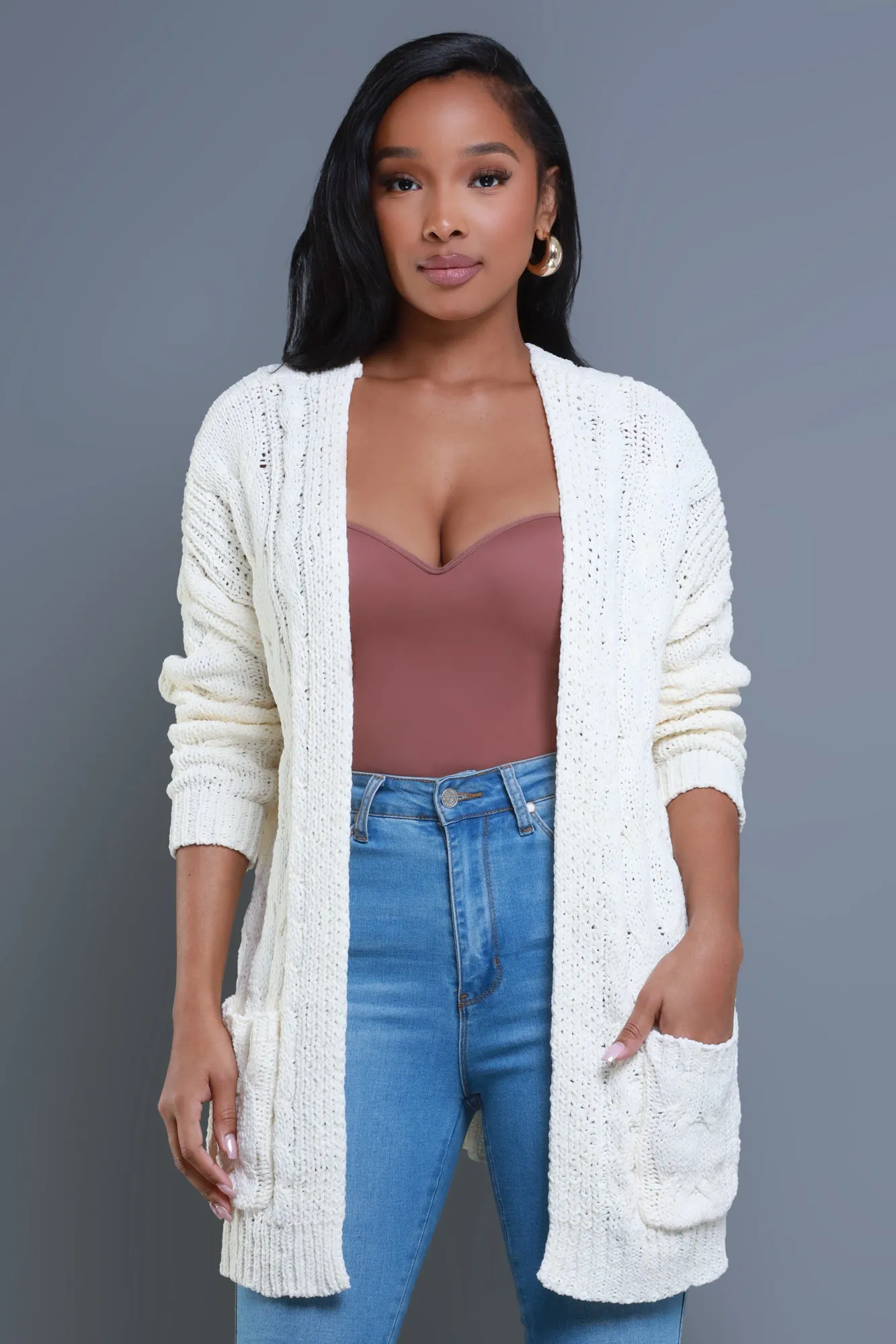 Stay Close Oversized Cardigan - Ivory