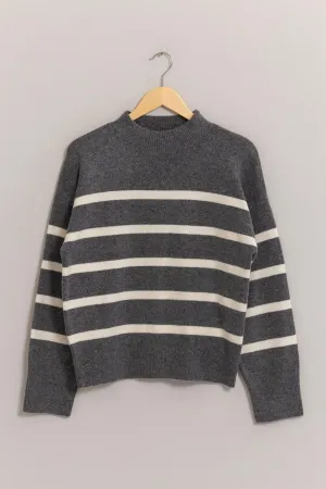 Striped Mock Neck Sweater