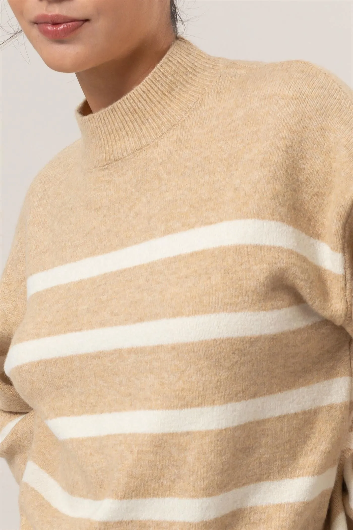 Striped Mock Neck Sweater