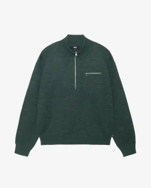 Stüssy - Men's Half Zip Mock Neck Sweater - (Dark Green)