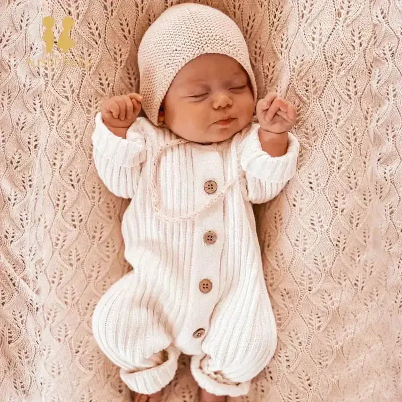 Sweet Dreams Knitted Cotton Jumpsuit 🤍 Soft as a Cloud (3-24M)