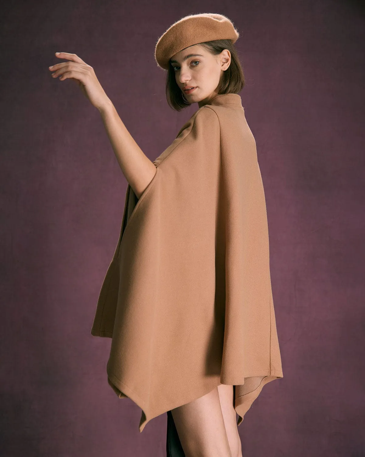 The Khaki Stand Collared Button Up Cape