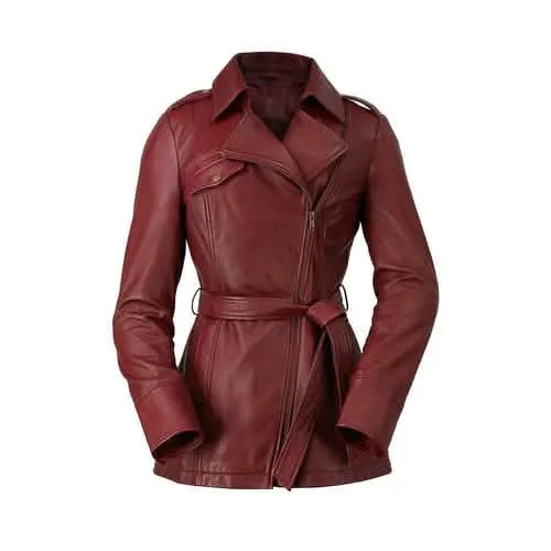 Whet Blu Women's Luxe Lambskin Leather Trench Coat