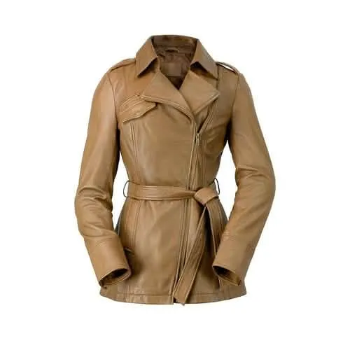 Whet Blu Women's Luxe Lambskin Leather Trench Coat