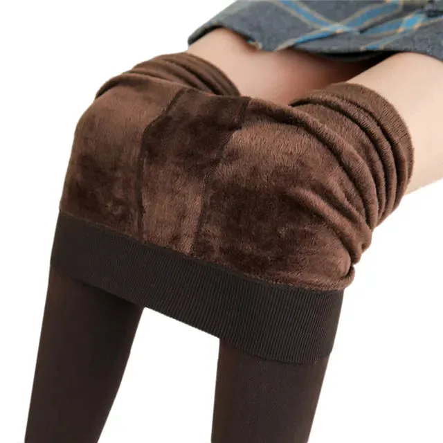 Women High Waist Solid Color Velvet Stretchy Leggings