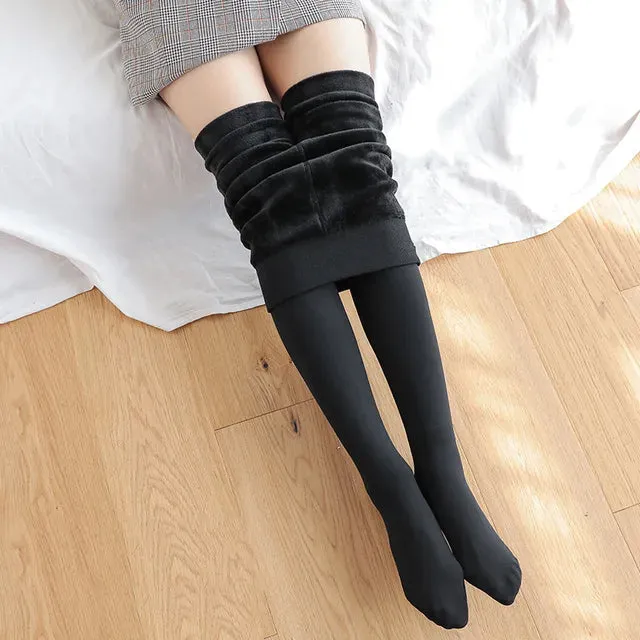 Women High Waist Solid Color Velvet Stretchy Leggings