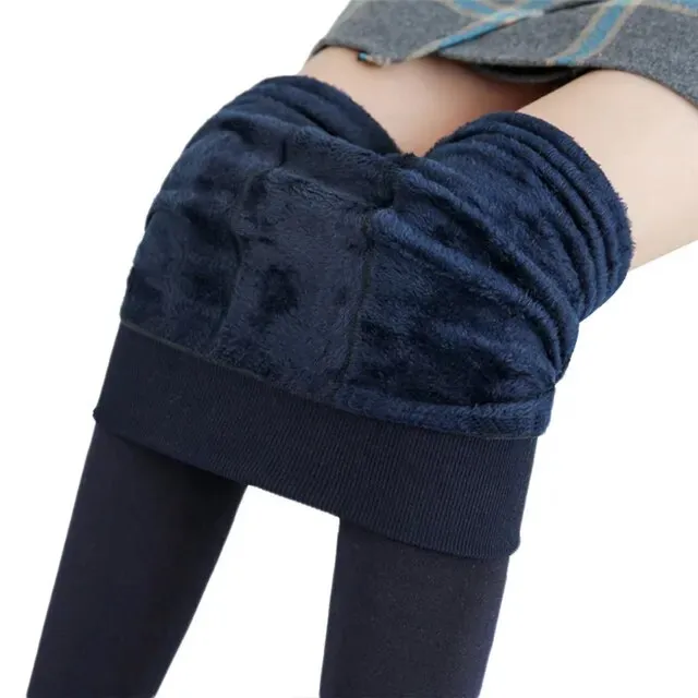 Women High Waist Solid Color Velvet Stretchy Leggings