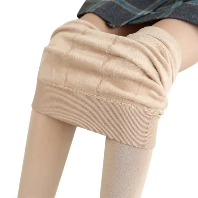 Women High Waist Solid Color Velvet Stretchy Leggings