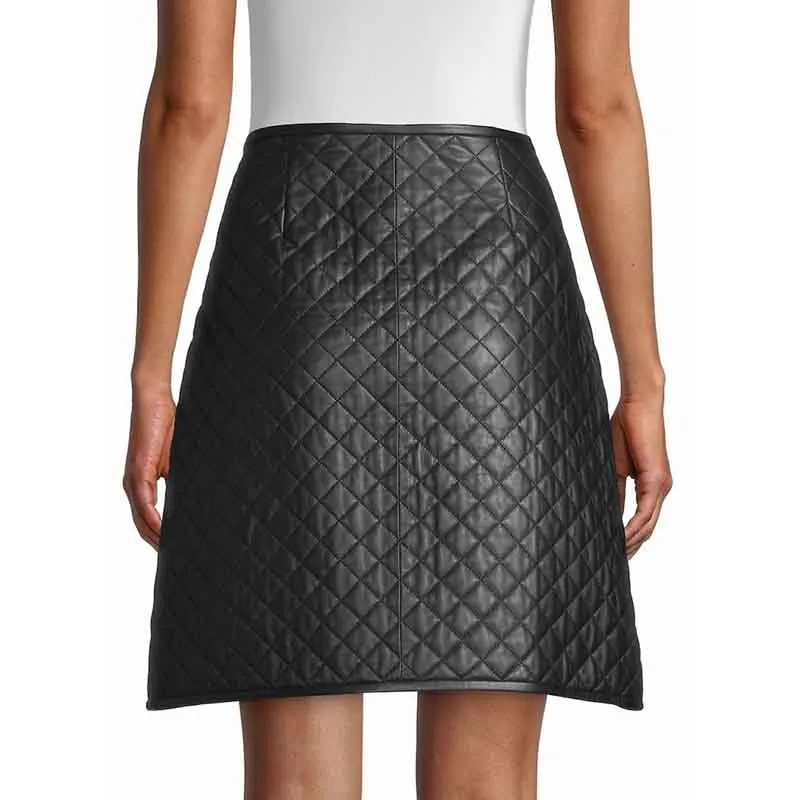 Women's Quilted Leather Skirt