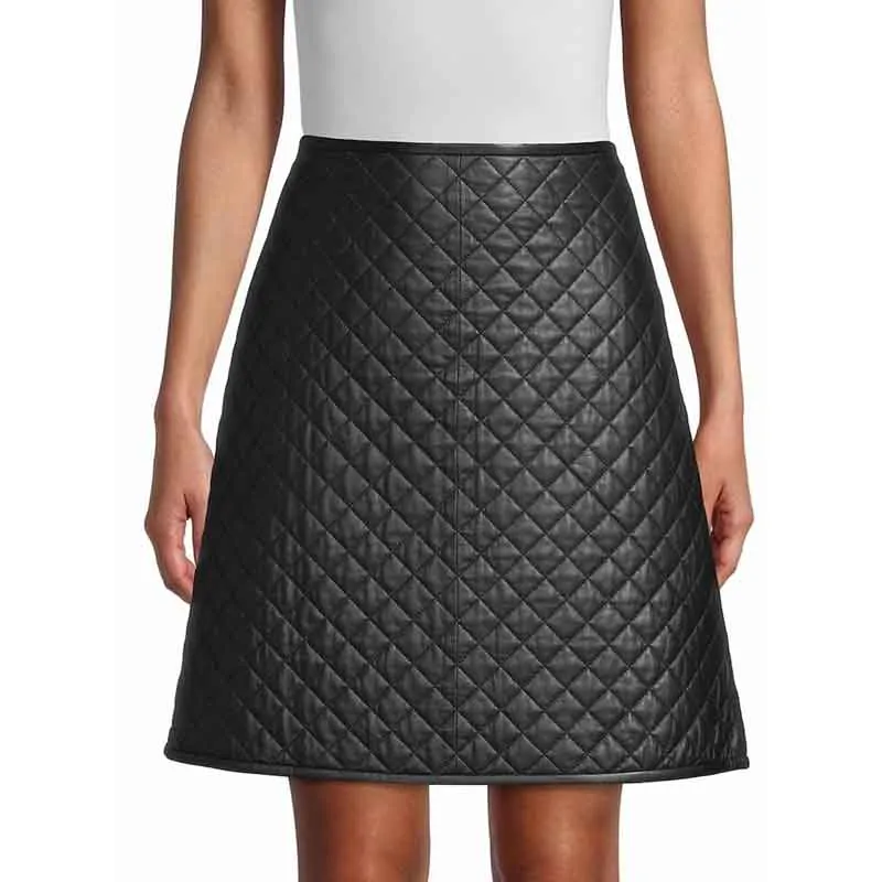 Women's Quilted Leather Skirt