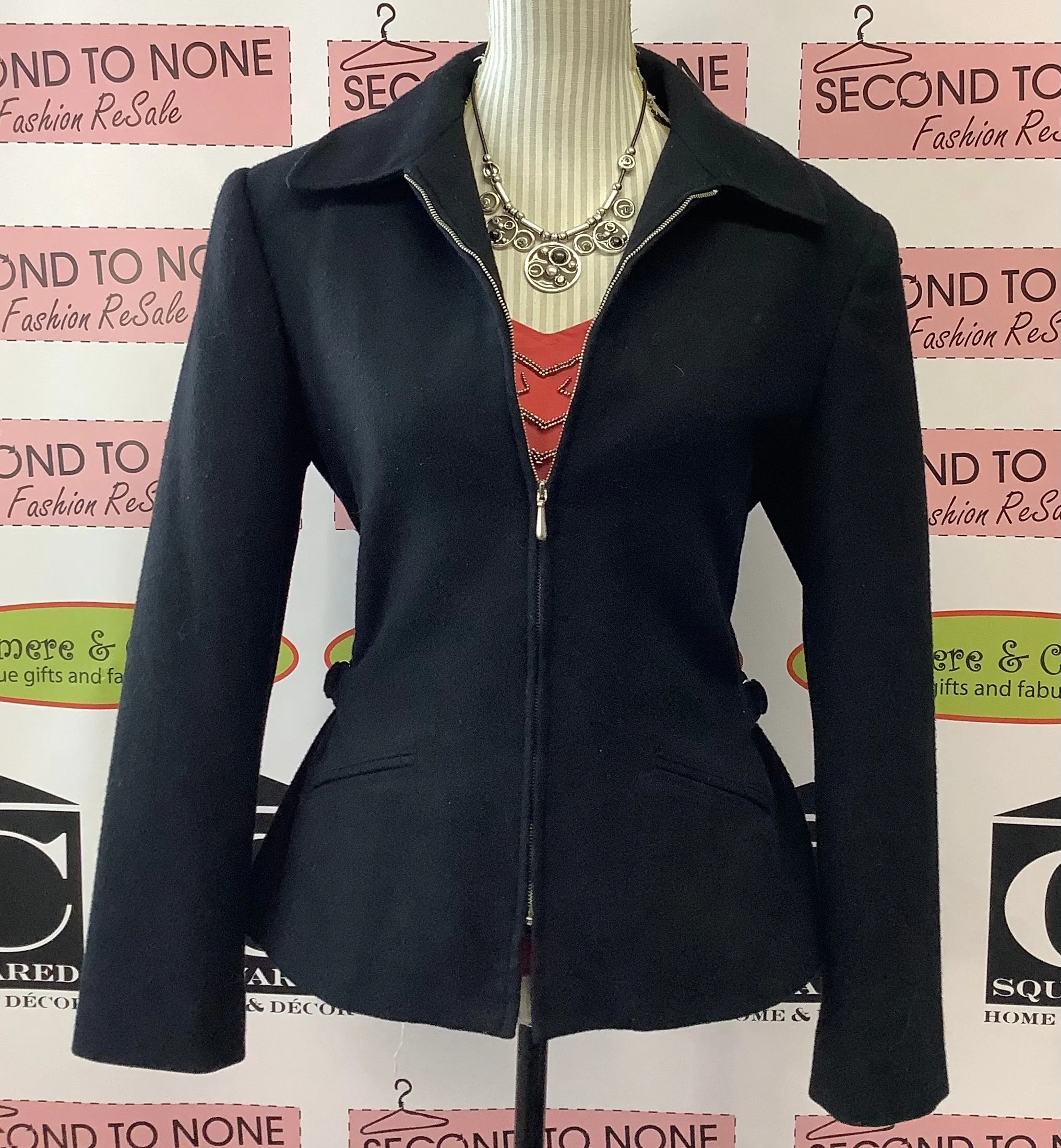 Zip Front Wool Jacket (S/M)